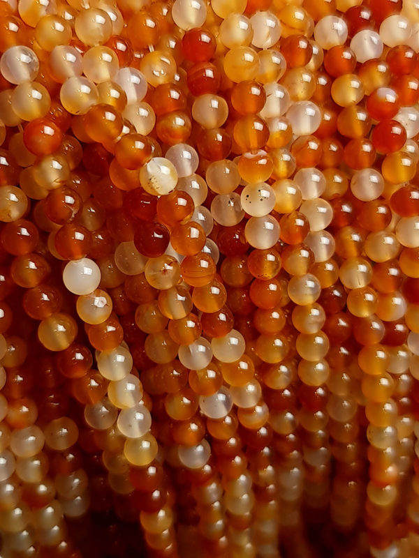 Perles Cornaline 6mm, fil 40cm